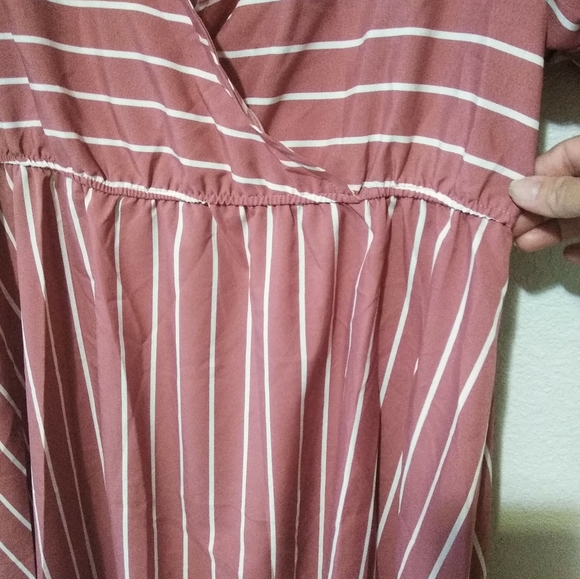 🚨50%off📦Shein Curve Dress Faux Wrap Knee Length Short Sleeve Pink 2X - Picture 9 of 12